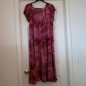 Natural Life Women's Boho Maxi Dress Size Medium Dark Pink Shibori Tye Dye